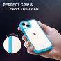 SHIELDON iPhone 13 Mini Clear Case Anti-Yellowing, Transparent Thin Slim Anti-Scratch Shockproof PC+TPU Case with Tempered Glass Screen Protector for iPhone 13 Mini - Blue 