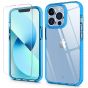 SHIELDON iPhone 13 Clear Case Anti-Yellowing, Transparent Thin Slim Anti-Scratch Shockproof PC+TPU Case with Tempered Glass Screen Protector for iPhone 13 - Blue