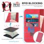 TUCCH iPhone 14 Wallet Case, iPhone 14 PU Leather Case, Flip Cover with Stand, Credit Card Slots, Magnetic Closure - Red