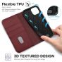 TUCCH iPhone 14 Wallet Case, iPhone 14 PU Leather Case, Flip Cover with Stand, Credit Card Slots, Magnetic Closure - Dark Red