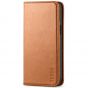 TUCCH iPhone 14 Wallet Case, iPhone 14 PU Leather Case, Flip Cover with Stand, Credit Card Slots, Magnetic Closure - Light Brown