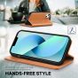 TUCCH iPhone 14 Wallet Case, iPhone 14 PU Leather Case, Flip Cover with Stand, Credit Card Slots, Magnetic Closure - Light Brown