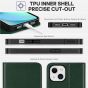 TUCCH iPhone 14 Wallet Case, iPhone 14 PU Leather Case, Flip Cover with Stand, Credit Card Slots, Magnetic Closure - Midnight Green