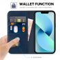 TUCCH iPhone 14 Wallet Case, iPhone 14 PU Leather Case, Flip Cover with Stand, Credit Card Slots, Magnetic Closure - Dark Blue & Brown