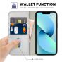 TUCCH iPhone 14 Wallet Case, iPhone 14 PU Leather Case, Flip Cover with Stand, Credit Card Slots, Magnetic Closure - Shiny Silver