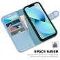 TUCCH iPhone 14 Wallet Case, iPhone 14 PU Leather Case, Folio Flip Cover with RFID Blocking, Credit Card Slots, Magnetic Clasp Closure - Shiny Light Blue