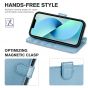 TUCCH iPhone 14 Wallet Case, iPhone 14 PU Leather Case, Folio Flip Cover with RFID Blocking, Credit Card Slots, Magnetic Clasp Closure - Shiny Light Blue