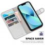 TUCCH iPhone 14 Wallet Case, iPhone 14 PU Leather Case, Folio Flip Cover with RFID Blocking, Credit Card Slots, Magnetic Clasp Closure - Shiny Silver