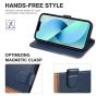 TUCCH iPhone 14 Plus Wallet Case, Mini iPhone 14 Plus 6.7-inch Leather Case, Folio Flip Cover with RFID Blocking, Stand, Credit Card Slots, Magnetic Clasp Closure - Dark Blue & Brown