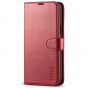 TUCCH iPhone 14 Plus Wallet Case, Mini iPhone 14 Plus 6.7-inch Leather Case, Folio Flip Cover with RFID Blocking, Stand, Credit Card Slots, Magnetic Clasp Closure - Dark Red