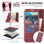 TUCCH iPhone 14 Plus Wallet Case, Mini iPhone 14 Plus 6.7-inch Leather Case, Folio Flip Cover with RFID Blocking, Stand, Credit Card Slots, Magnetic Clasp Closure - Dark Red