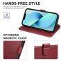 TUCCH iPhone 14 Plus Wallet Case, Mini iPhone 14 Plus 6.7-inch Leather Case, Folio Flip Cover with RFID Blocking, Stand, Credit Card Slots, Magnetic Clasp Closure - Dark Red