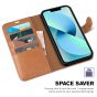 TUCCH iPhone 14 Plus Wallet Case, Mini iPhone 14 Plus 6.7-inch Leather Case, Folio Flip Cover with RFID Blocking, Stand, Credit Card Slots, Magnetic Clasp Closure - Light Brown