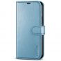 TUCCH iPhone 14 Plus Wallet Case, Mini iPhone 14 Plus 6.7-inch Leather Case, Folio Flip Cover with RFID Blocking, Stand, Credit Card Slots, Magnetic Clasp Closure - Shiny Light Blue