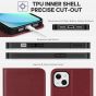 TUCCH iPhone 14 Plus Wallet Case, iPhone 14 6.7-Inch Plus Flip Folio Book Cover, Magnetic Closure Phone Case - Dark Red