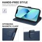 TUCCH iPhone 14 Wallet Case, iPhone 14 PU Leather Case, Folio Flip Cover with RFID Blocking, Credit Card Slots, Magnetic Clasp Closure - Dark Blue