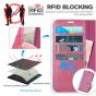 TUCCH iPhone 14 Wallet Case, iPhone 14 PU Leather Case, Folio Flip Cover with RFID Blocking, Credit Card Slots, Magnetic Clasp Closure - Hot Pink