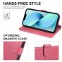 TUCCH iPhone 14 Wallet Case, iPhone 14 PU Leather Case, Folio Flip Cover with RFID Blocking, Credit Card Slots, Magnetic Clasp Closure - Hot Pink