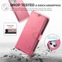 TUCCH iPhone 14 Wallet Case, iPhone 14 PU Leather Case, Folio Flip Cover with RFID Blocking, Credit Card Slots, Magnetic Clasp Closure - Hot Pink