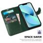 TUCCH iPhone 14 Wallet Case, iPhone 14 PU Leather Case, Folio Flip Cover with RFID Blocking, Credit Card Slots, Magnetic Clasp Closure - Midnight Green