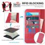 TUCCH iPhone 14 Pro Wallet Case, iPhone 14 Pro PU Leather Case, Folio Flip Cover with RFID Blocking and Kickstand - Red