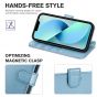 TUCCH iPhone 14 Pro Wallet Case, iPhone 14 Pro PU Leather Case, Folio Flip Cover with RFID Blocking and Kickstand - Shiny Light Blue