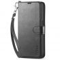 TUCCH iPhone 14 Pro Wallet Case, iPhone 14 Pro PU Leather Case, Folio Flip Cover with RFID Blocking and Kickstand - Strap - Black