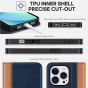 TUCCH iPhone 14 Pro Wallet Case, iPhone 14 Pro PU Leather Case with Folio Flip Book Cover, Kickstand, Card Slots, Magnetic Closure - Brown & Dark Blue