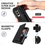 TUCCH SAMSUNG GALAXY Z FOLD4 5G Wallet Case with S Pen Holder Dual Magnetic Tab Closure Book Folio Flip Style - Black