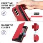 TUCCH SAMSUNG GALAXY Z FOLD4 5G Wallet Case with S Pen Holder Dual Magnetic Tab Closure Book Folio Flip Style - Red