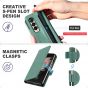 TUCCH SAMSUNG GALAXY Z FOLD4 5G Wallet Case with S Pen Holder Dual Magnetic Tab Closure Book Folio Flip Style - Myrtle Green