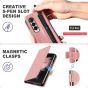 TUCCH SAMSUNG GALAXY Z FOLD4 5G Wallet Case with S Pen Holder Dual Magnetic Tab Closure Book Folio Flip Style - Rose Gold