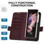 TUCCH SAMSUNG GALAXY Z FOLD4 5G Wallet Case with S Pen Holder Dual Magnetic Tab Closure Book Folio Flip Style - Wine Red