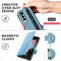 TUCCH SAMSUNG GALAXY Z FOLD4 5G Wallet Case with S Pen Holder Dual Magnetic Tab Closure Book Folio Flip Style - Shiny Light Blue