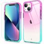 SHIELDON iPhone 13 Mini Clear Case Anti-Yellowing, Transparent Thin Slim Anti-Scratch Shockproof PC+TPU Case with Tempered Glass Screen Protector for iPhone 13 Mini - Purple Blue Gradient