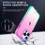 SHIELDON iPhone 13 Clear Case Anti-Yellowing, Transparent Thin Slim Anti-Scratch Shockproof PC+TPU Case with Tempered Glass Screen Protector for iPhone 13 - Purple Blue Gradient