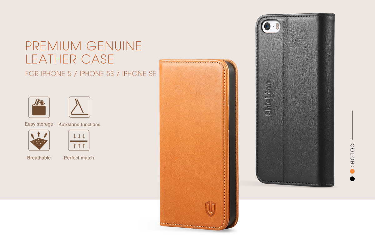 SHIELDON Genuine Leather iPhone 5 Wallet Case