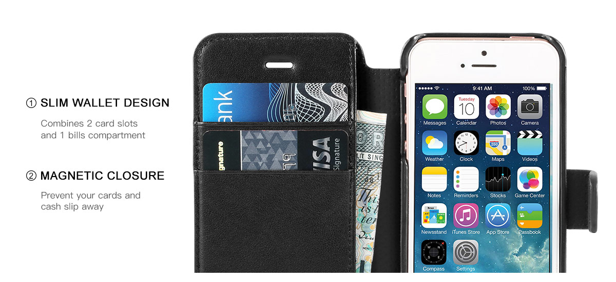 SHIELDON iPhone 5S Genuine Leather Protective Case with Kickstand