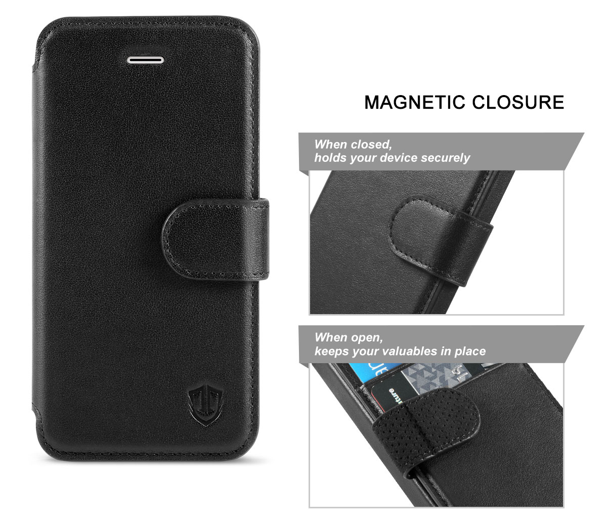 SHIELDON iPhone SE Genuine Leather Kickstand Case