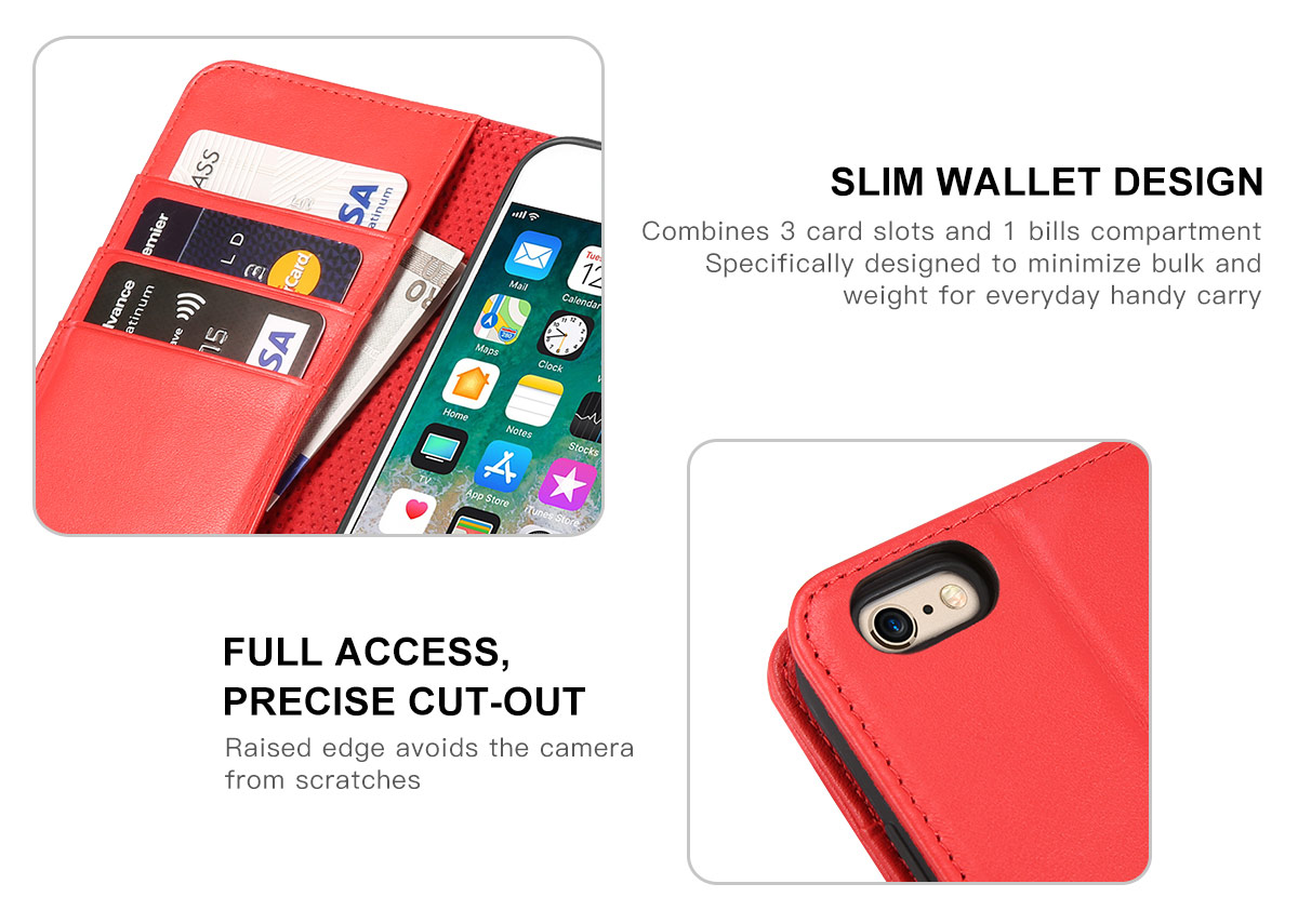 SHIELDON iPhone 6 Wallet Phone Case with TPU