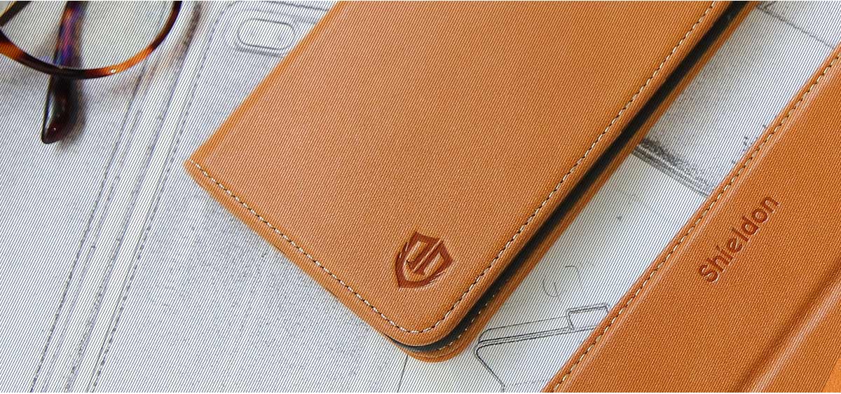 SHIELDON iPhone 8 Wallet Case with Genuine Leather Case, Magnet Closure, Kickstand Function, Flip Cover, Folio Style