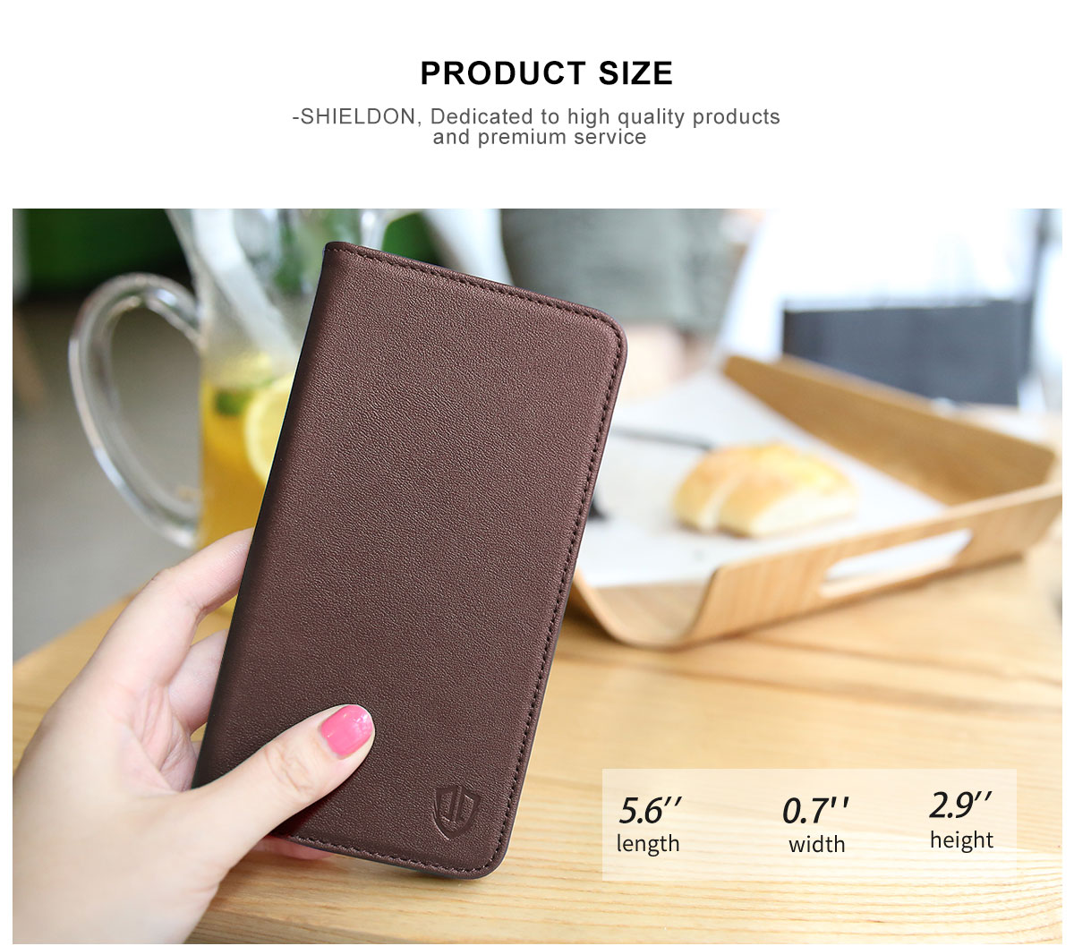 SHIELDON iPhone 7 Leather Cover with Book Style, Stand, Magnet, Genuine Leather