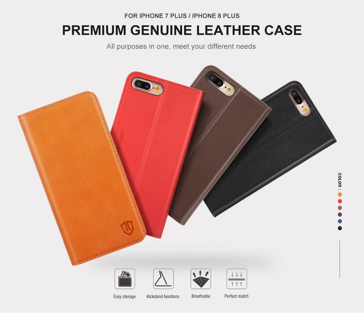 Shieldon iPhone 7 Plus Genuine Leather Wallet Case