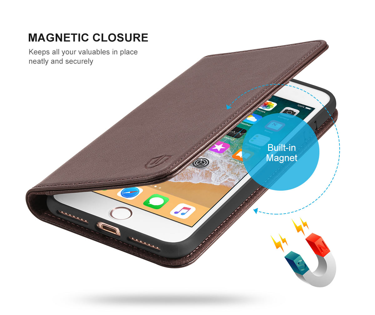 Shieldon iPhone 8 Plus Genuine Leather Wallet Case