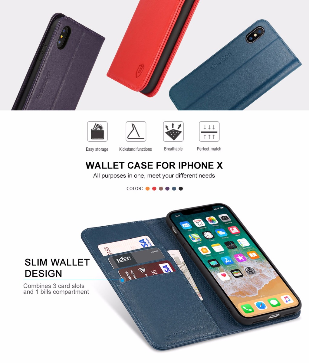 Shieldon iPhone X Book Case with Magnetic Closure