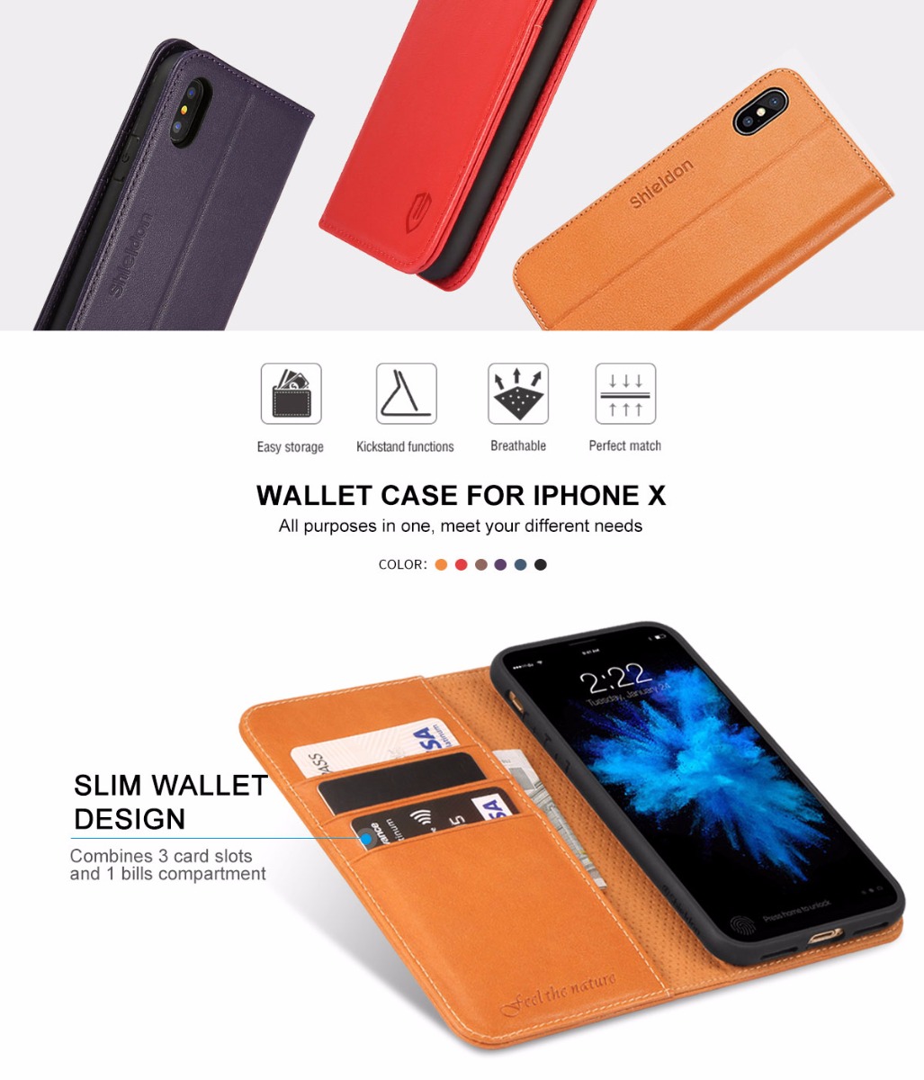 Shieldon iPhone X Book Case with Magnetic Closure