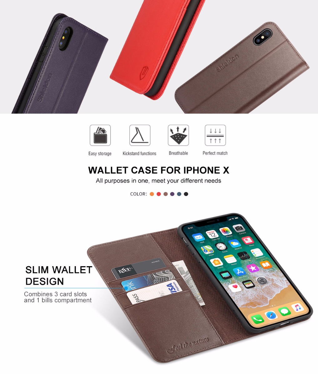 Shieldon iPhone X Book Case with Magnetic Closure