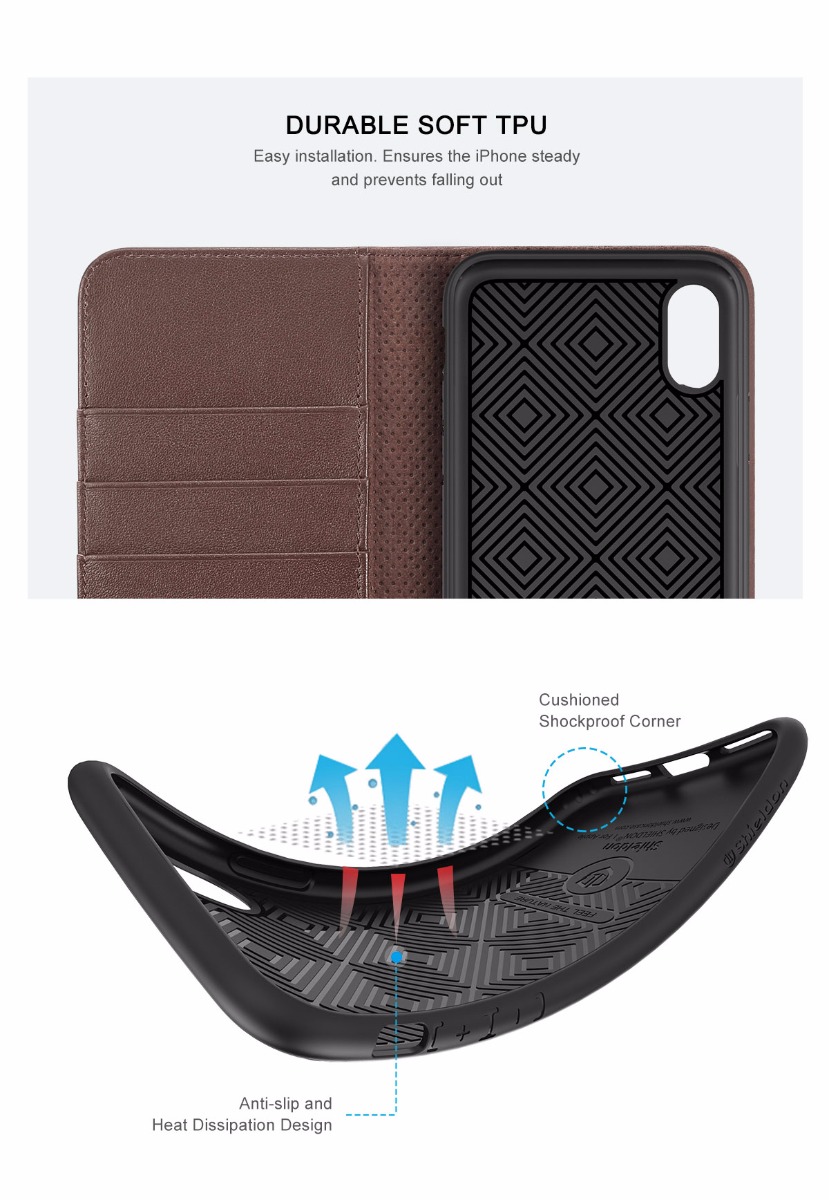 Shieldon iPhone X Book Case with Magnetic Closure