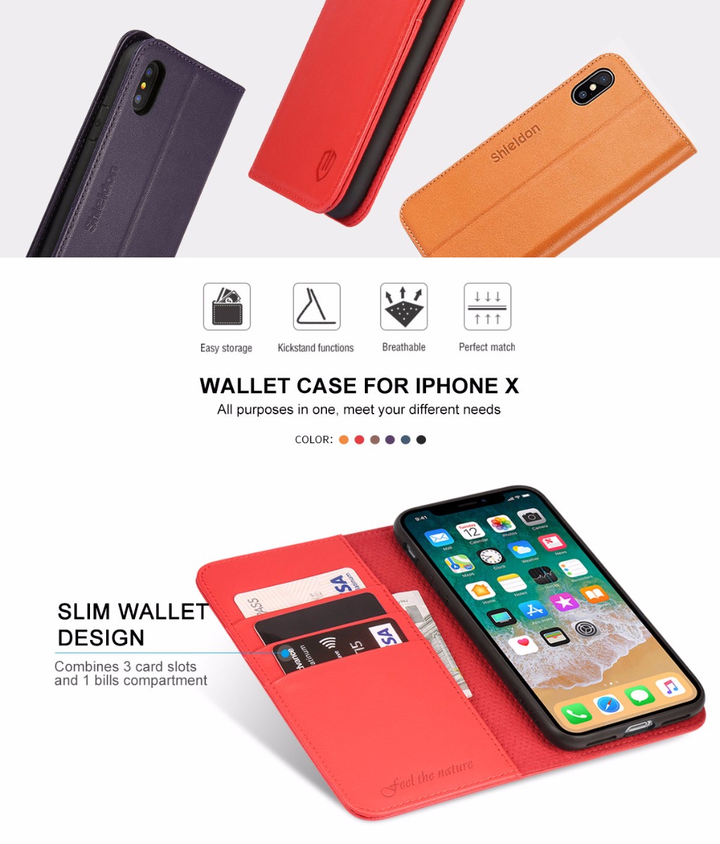 Shieldon iPhone X Book Case with Magnetic Closure