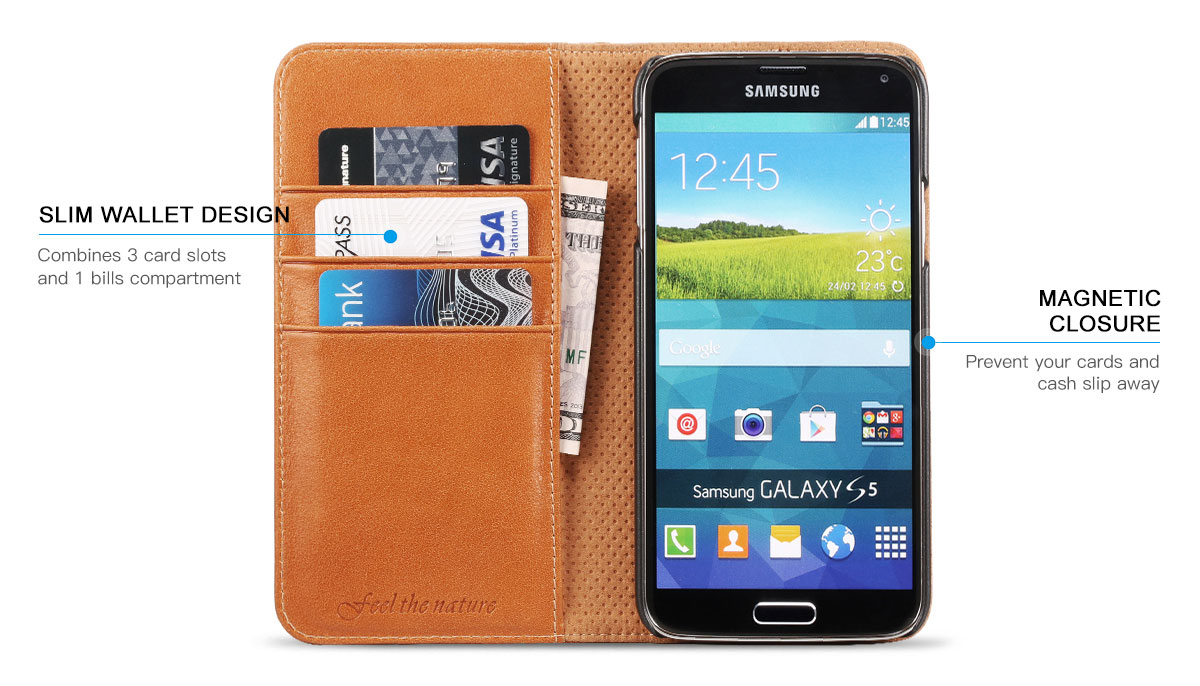 SHIELDON Galaxy S5 Leather Wallet Case